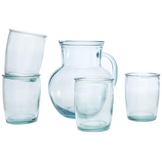 Glas-set Terazza 5-delars i återvunnet glas med tryck Vit