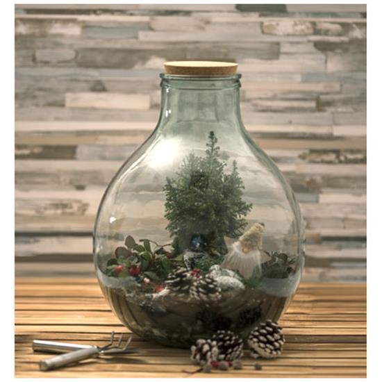 Terrarium Tier i återvunnet glas med set för trädgårdsskötsel med tryck Vit