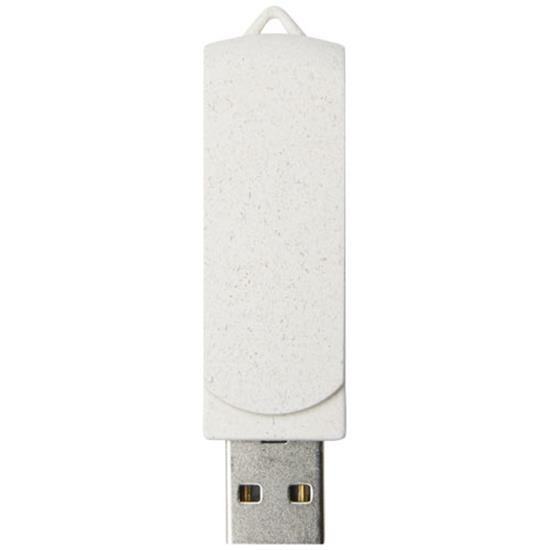 USB-Minne Rotate 4 GB i halm med tryck Beige