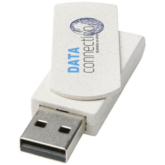USB-Minne Rotate 16 GB i halm med tryck Beige