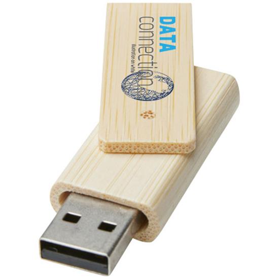 USB-Minne Rotate 4 GB i bambu med tryck Beige