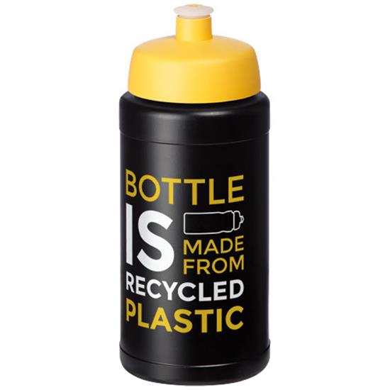 Sportflaska Baseline 500 ml återvunnen plast med tryck Gul