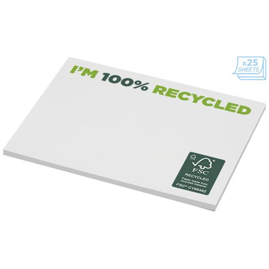 Notisblock Sticky-Mate® 100x75mm av återvunnet papper med tryck Vit