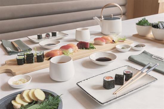 Sushi-set Ukiyo för två med tryck Vit
