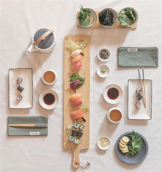 Sushi-set Ukiyo för två med tryck Vit