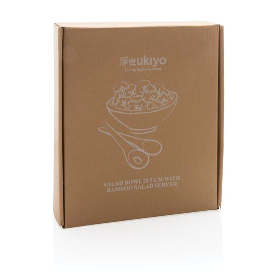 Salladsskål Ukiyo med bestick med tryck Vit