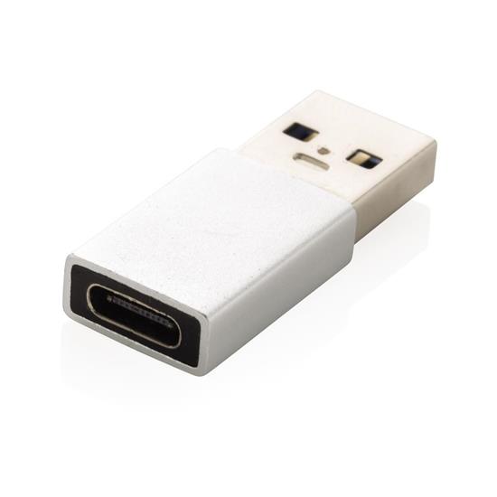 USB A till USB C adapter med tryck Silver