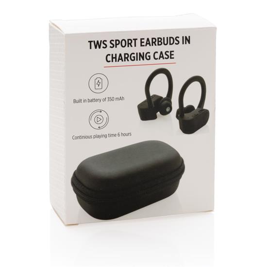 Öronsnäckor TWS Bluetooth® sporthörlurar med tryck Svart