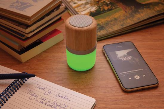 Högtalare Bambu 3W Bluetooth® med lampa med tryck Vit
