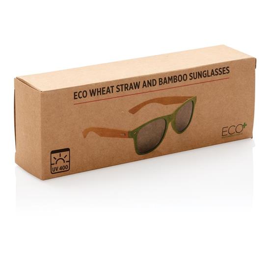Solglasögon Vetestrå och Bambu med tryck Grön