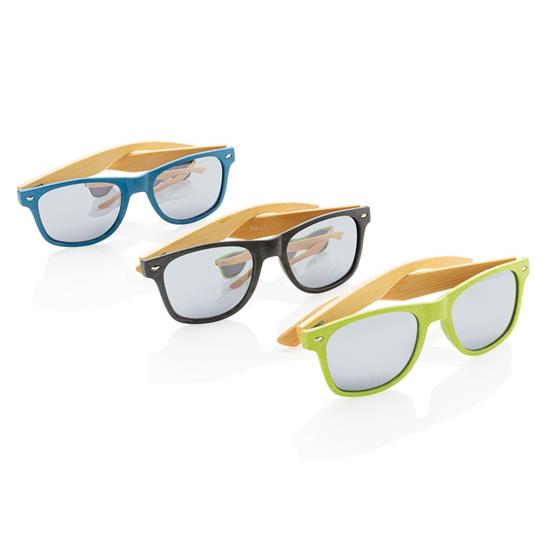 Solglasögon Vetestrå och Bambu med tryck Grön