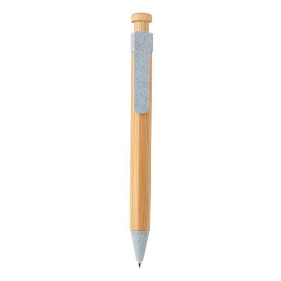 Penna Bambu med vetestråclip EKO med tryck Blå