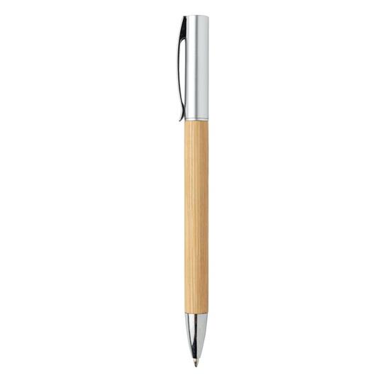 Penna Bambu metall med tryck Brun