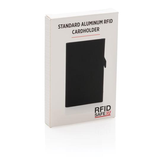 Korthållare aluminium RFID med tryck Svart