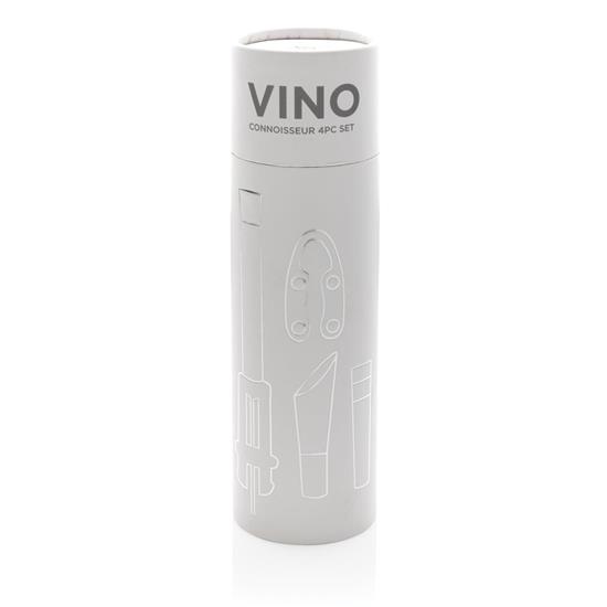 Vinset Vino Connoisseur 4 delar med tryck Silver