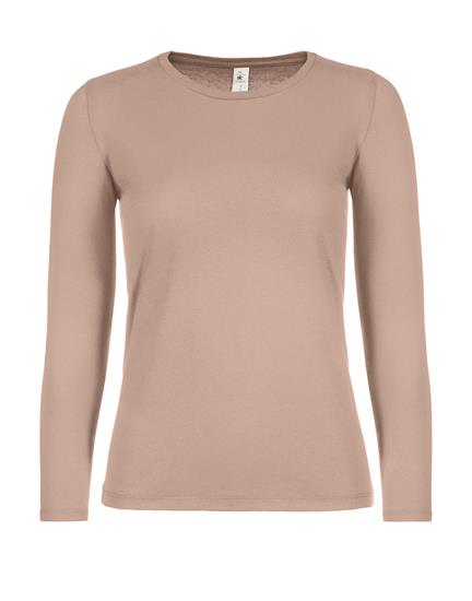 Långärmad T-shirt B&C #E150 Dam med tryck Millenial Pink