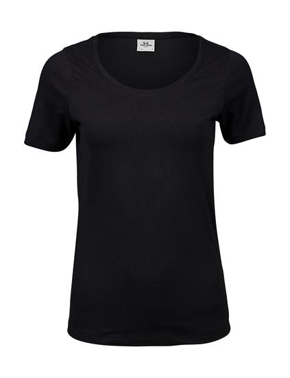 T-shirt TeeJays Stretch Dam med tryck Svart