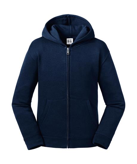Hoodie Russell Authentic Zip Barn med tryck French Navy